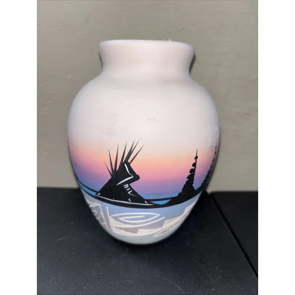 Grace Navajo Signed Vtg Vase Pottery Native American 7